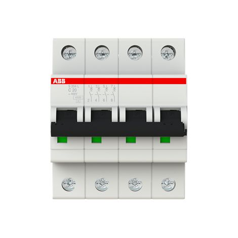 INTERRUTTORE MAGNETOTERMICO ABB MODULARE- 4P - 20A - CBE C - 4500A/6KA (4 MODULI)-A DENTIERE (1/2)
