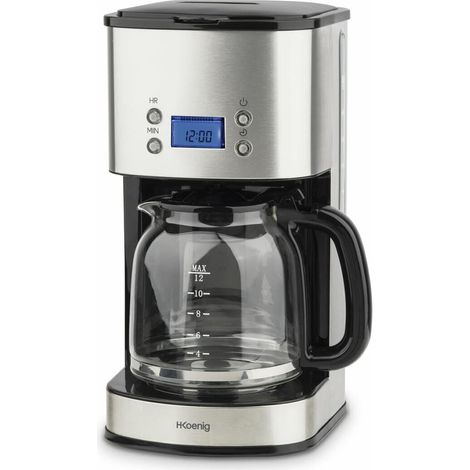 Cafetière Programmable à filtre Inox 1,5L (12 tasses) MG30, 1000W Carafe en Verre Gradué, Système Anti-Gouttes, Maintien au chaud, Ecran LDC, Arrêt automatique, Porte-filtre amovible lavable (1/5)