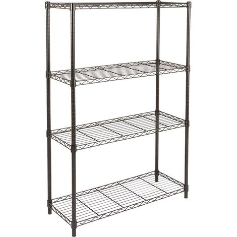 Étagère à 4 tablettes étroites réglables en hauteur avec pieds de nivellement, charge max. 640 kg, 35.6 x 91.44 x 137.16 cm (l x L x H), Noir, sans roulettes (1/5)