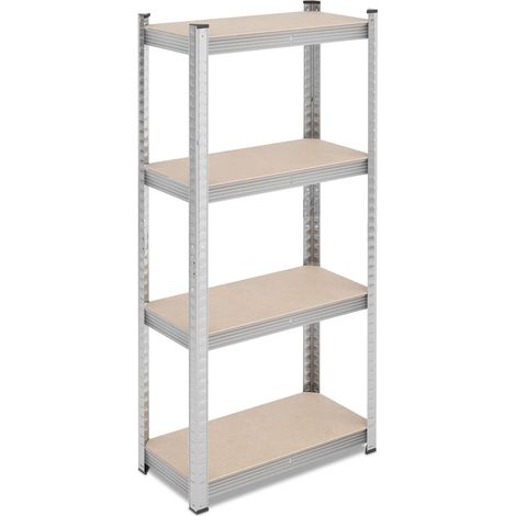 Étagère de rangement à charge lourde 138 x 60 x 30 cm réglable 4 niveaux style industriel en acier galvanisé argenté (1/5)
