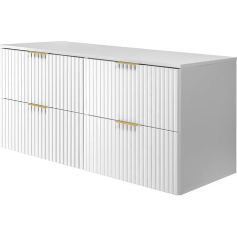 Mobile lavabo, Bianco, 120 (2 x 60) x 57 x 46 cm, maniglia oro + Piano (1/5)