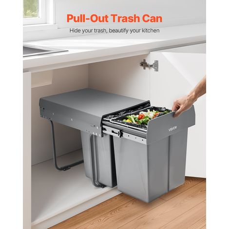 Poubelle coulissante pour armoire de cuisine, collecteur de déchets sous évier, 20 L et 10 L x 2, conteneur à déchets avec système… (1/5)
