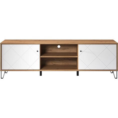 Meuble TV chêne artisan et blanc mat Kido 183 cm (1/5)
