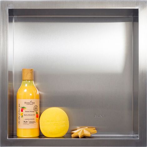 BALNEO - niche murale 30x30x10 cm argentée INOX en acier inoxydable WALL-BOX - étagère de salle de bain (1/5)