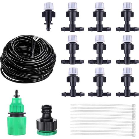 Kit D'Arrosage Goutte À Goutte,Micro Irrigation Goutte À Goutte Réglable De Jardin DIY Système D’Arrosage Automatique pour Jardin, Goutteurs pour Jardin, Serre, Terrasse, Potager, Pelouse (1/5)