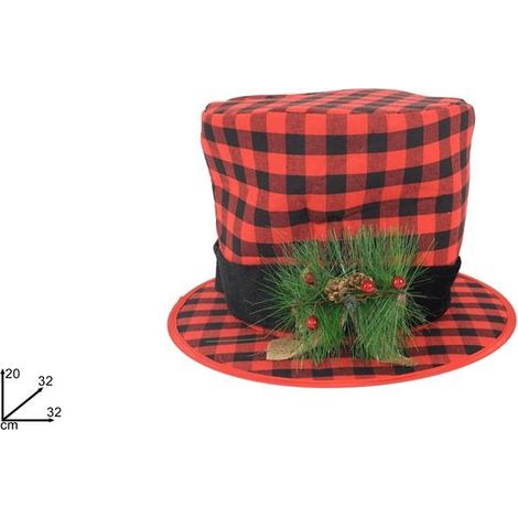 Decorazione Natalizio Cappello Cilindro per Albero di Natale Scozzese 32 x 20 cm