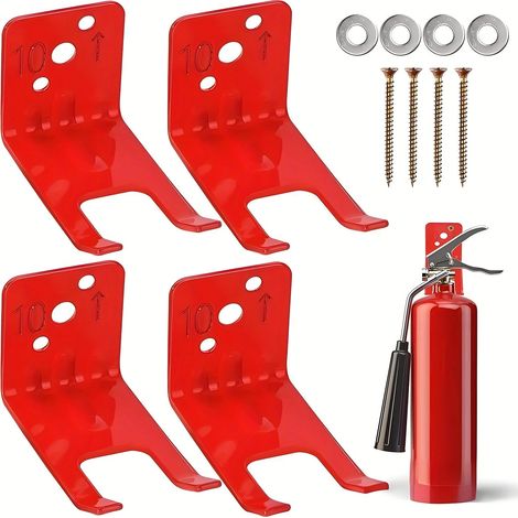 Set di 4 robuste staffe da parete in ferro per estintori: montaggio sicuro per un facile accesso. (1/5)