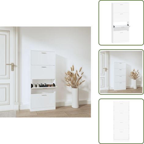 Muebles de madera - vidaXL Mueble zapatero madera contrachapada blanco 59x17x150 cm - Muebles para pasillo