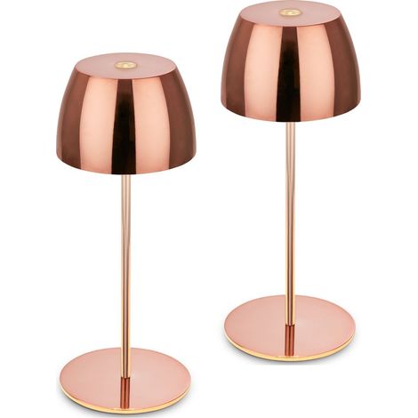 Briloner Serina Mini Mini LED Tischlampe kabellos IP44, 2er Set, Dimmbar, Touch, Spritzwasserschutz, Kabellos, Kupferfarbig, Ø8 x 20 cm (1/5)
