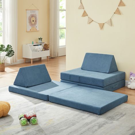 Spielsofa Norhulta 5-tlg. 150x66x46 cm Cord Blau [en.casa]