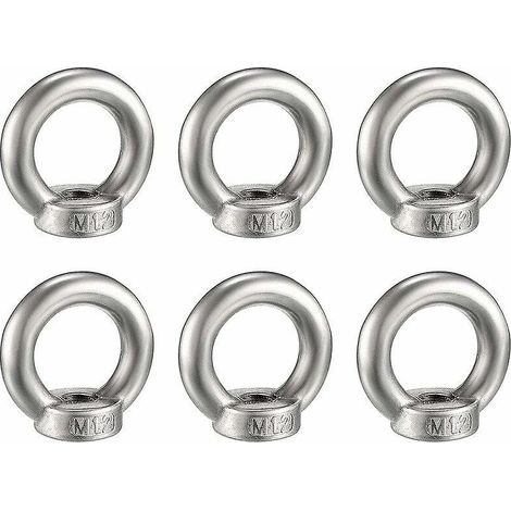(argent) 6 Pcs M12 Crous Il De Levage Crou Anneau En Acier Inoxydable Forme De Matriel Mtrique Crou Filet De Fixation Anneau Femelle Pour Acces (1/5)