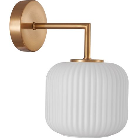 Italux Fosse   Applique murale dorée avec abat-jour en verre blanc