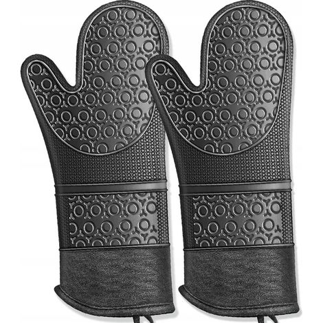 Guanti da forno in silicone resistenti al calore, 2 pezzi, neri