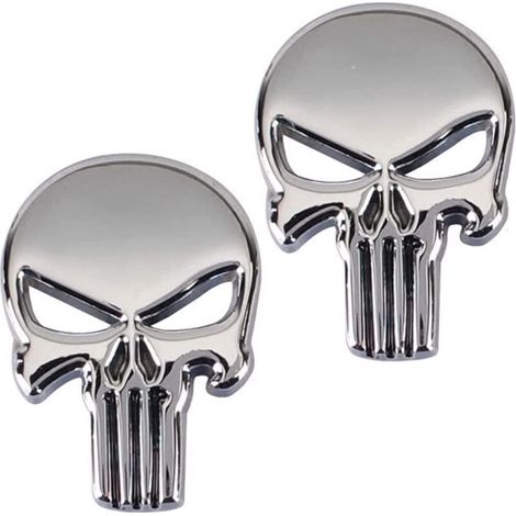 Adesivo Punisher in metallo 3D da 2 pezzi, adesivo per moto con teschio Punisher, adesivo per auto con teschio Punisher, motociclette, decorazione per veicoli