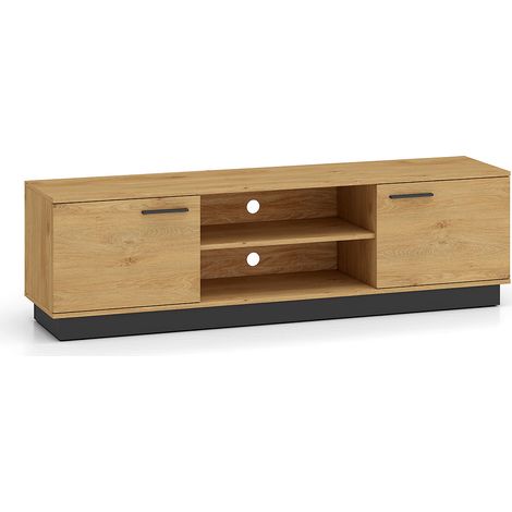 Mueble TV 2 puertas 170 cm Ysia Madera y Negro (1/4)
