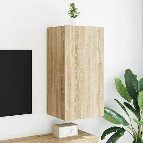 TV-Wandschrank mit LED-Leuchten Sonoma-Eiche 40,5x35x80 cm (1/5)