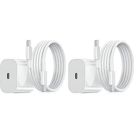 Chargeur rapide Samsung 20 W avec câble USB-C (lot de 2) pour téléphones Galaxy (blanc) (1/4)