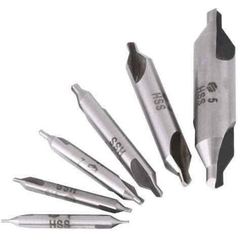 Kit de 6pcs Forets à Centrer HSS 60° Ø 1/1.5/2/2.5/3/5mm pour Métal (1/4)