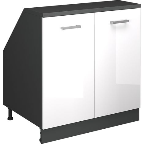 Meuble de rangement sous pente Rion, Blanc Haute brillance, 80x81.6cm 2 portes, 60 cm de profondeur, Vicco (1/5)