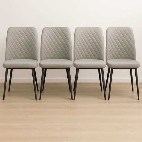 Sedie da Pranzo in Velluto Antimacchia Tufi Design Moderno Cucina Soggiorno 4 pezzi tortora