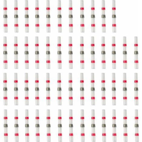 50pcs Cosses Electriques Souder Gaine Thermorétractable Terminaux Cuivre Electrique, Fil Câble Connecteur,Rouge (1/5)