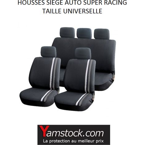 Housses pour sièges de voiture grise/noir super racing compatible airbag