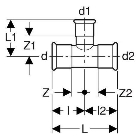 Geberit Mapress Acier C Té réduit, DN 12 / 15 / 12, 21103 (1/3)
