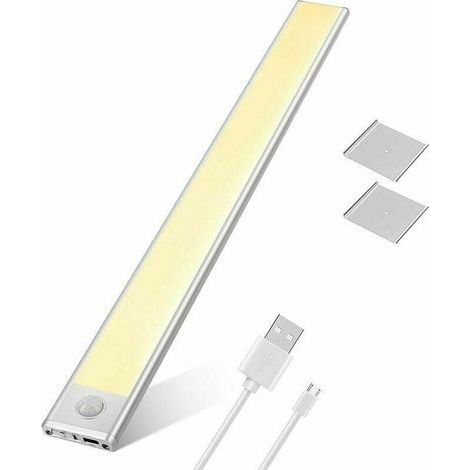 Lampe LED sous meuble 76 LED rechargeable Éclairage d\\'armoire avec détecteur de mouvement Batterie USB Éclairage d\\'armoire Éclairage de cuisine Capteur bande magnétique Lumière（lumière blanche） (1/4)