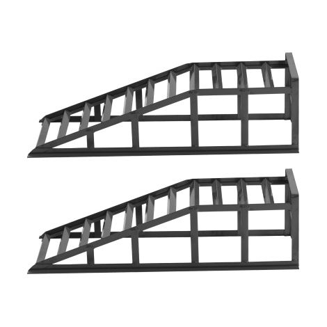 Set mit 2 2-Tonnen-Autohebebühnen mit hydraulischem Wagenheber, verstellbare automatische Zugangsrampe aus Stahl für SUV und Nutzfahrzeuge, Grau