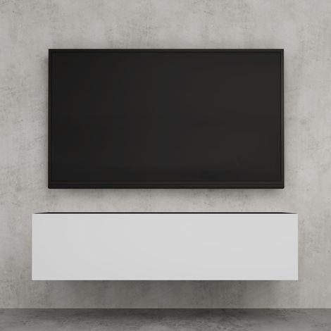 doporro Mobile Porta TV Sospeso 120 cm con 2 Ante Antracite Opaco e Bianco Opaco, Credenza Bassa da Soggiorno Salotto, Madia Consolle Bicolore per TV Fernsehschrank02