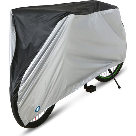Funda impermeable para bicicleta de exterior con orificio para candado, ideal para bicicletas de montaña y de carretera. Protección contra la lluvia y el sol. Color plata, talla L. (1/5)