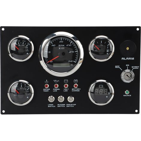 Jauge numérique 5 en 1, groupe de moteur, RPM, niveau de carburant, pression d'huile, température de l'eau, tension, fonction d'alarme pour camping-car, bateau, Yacht (1/5)