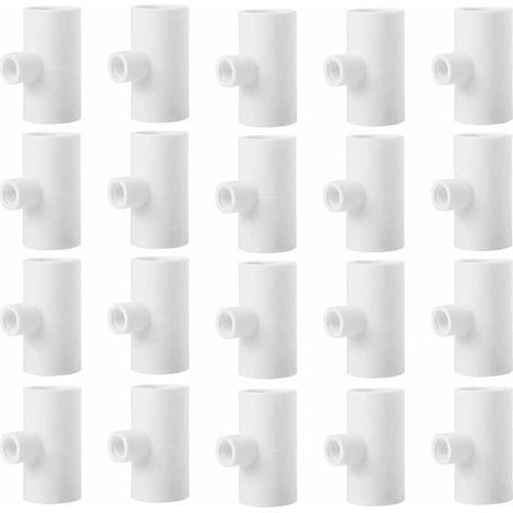 Lntyq 20 Stück Hühnertränke-T-Stücke, Geflügel-T-Stücke, 1,27 cm Kunststoffrohr, PVC-T-Stücke mit Gewinde