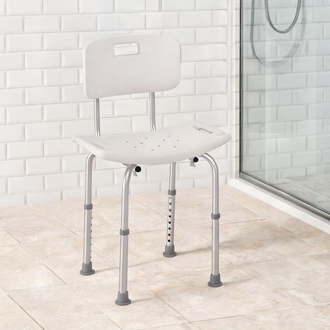 Chaise de douche en aluminium et PE à hauteur réglable (1/5)