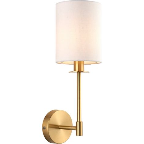 Endon Sancerre Applique avec abat-jour en laiton satiné, tissu blanc vintage, 1x E14 (1/5)