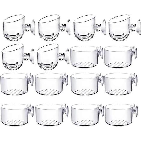Kit de 16 pots pour plantes aquatiques en acrylique avec ventousesdécoration d'aquarium2 formes (A et B transparent). (1/5)
