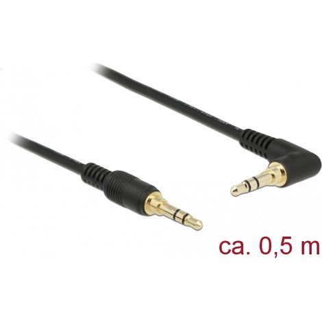 Delock Conector de Cable EstÃ©reo de 3,5 mm de 3 pines macho  macho en Ã¡ngulo 0,5 m negro