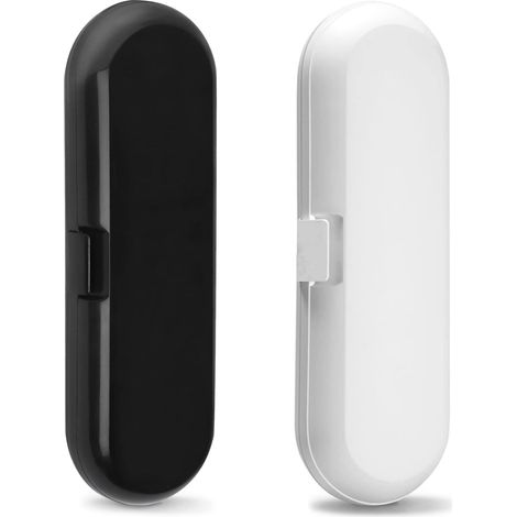 Étui de voyage Fowecelt (lot de 2) pour brosses à dents électriques Oral-B Pro et autres brosses à dents électriques, support de voyage portable (noir et blanc) (1/5)
