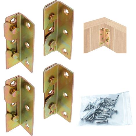 Supports de Fixation Robuste pour Rail de Lit Equerre Metal Connecteurs Raccord pour Projet de Cadre de Lit Chromé Jaune Lot de 4 (1/5)
