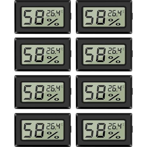 8er-Pack digitale Thermometer-Hygrometer, Temperatur- und Feuchtigkeitssensor für Zuhause und Büro, Celsius