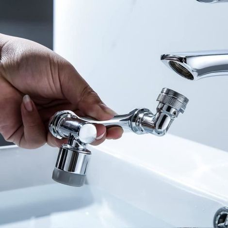 Aérateur de Robinet Pivotant à 1080 °, 2 Modes Réglable Aérateur pour Robinet Douche Tête Pulvérisateur-ECONOMISEUR D'EAU (1/4)