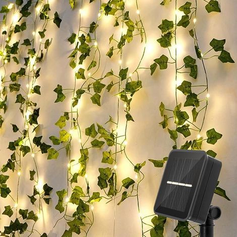 Guirlande Lumineuse Solaire Extérieure,Guirlande Lumineuse Solaire 6M Solaire Guirlande Feuille 60LED 8 Modes Lumiere Décoration, pour Jardin, Terrasse, Balcon, Fête (1/5)