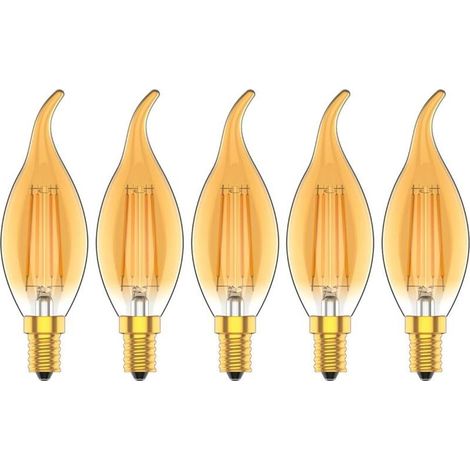 Lot de 5 Dimmable 4W Ampoule a Filament Vintage E14 LED Blanc Chaud 2700K 30W Ampoules à incandescence équivalent 300LM AC 220V (1/4)