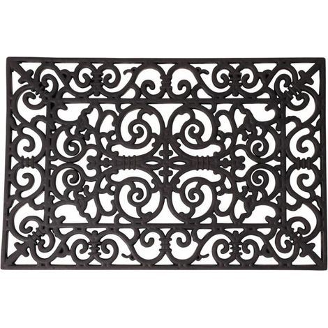 Esschert Design – Paillasson d'extérieur rectangle en caoutchouc noir – Motifs arabesques – Longueur 60 cm – Largeur 40 cm – Épaisseur 1.1 cm (1/2)