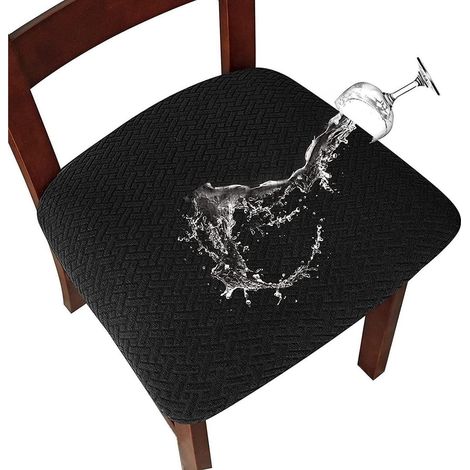 Wasserdichte Stuhlhussen 4er Set, abnehmbar, waschbar, für Esszimmerstühle, Schwarz (1/5)