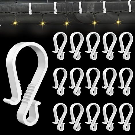40 crochets blancs pour gouttière, pour extérieur, réutilisables, en plastique pour sapin de Noël, décorations de Noël, glaçons (1/5)
