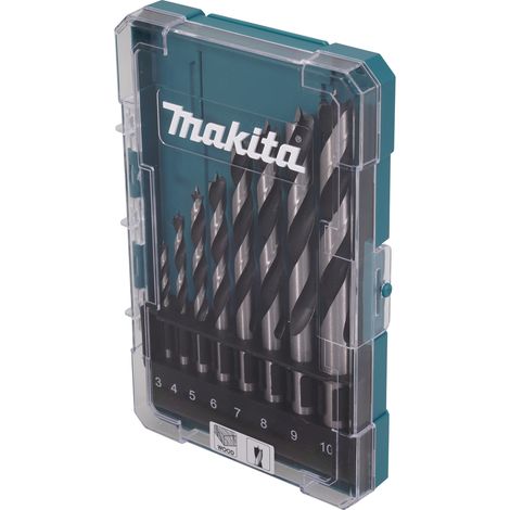 Makita – Coffret de forets pour perceuse – 8 unités 3-10 mm – Pour bois dur et teck – Coupe nette sans éclat