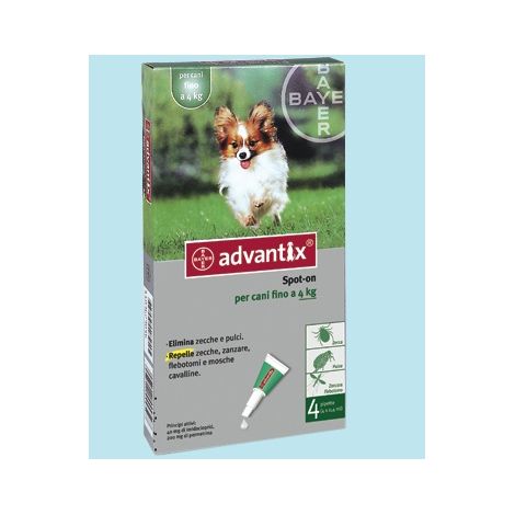 Elanco Dog Advantix Spot-On per Cani fino a 4 kg - Elanco Dog Advantix Spot-On per Cani fino a 4 kg - Confezione Da 4 Pipette