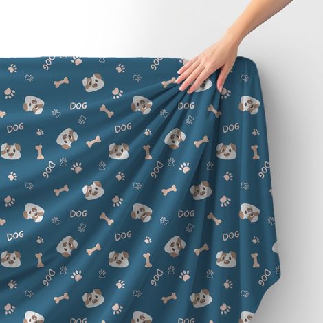 Tessuto in velluto reale in poliestere per cucire - Motivo zampe ossa cani 2 (1/4)