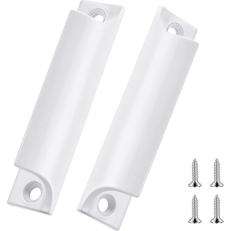 Lot de poignées de porte-balcon extérieure avec vis, poignées de tiroir, poignée de porte-balcon de cuisine, joints invisibles, tiroir plat, blanc (1/4)